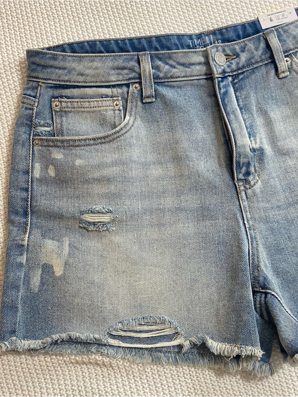 Time and Tru Light Blue Distressed Denim Shorts - Picture 5 of 6